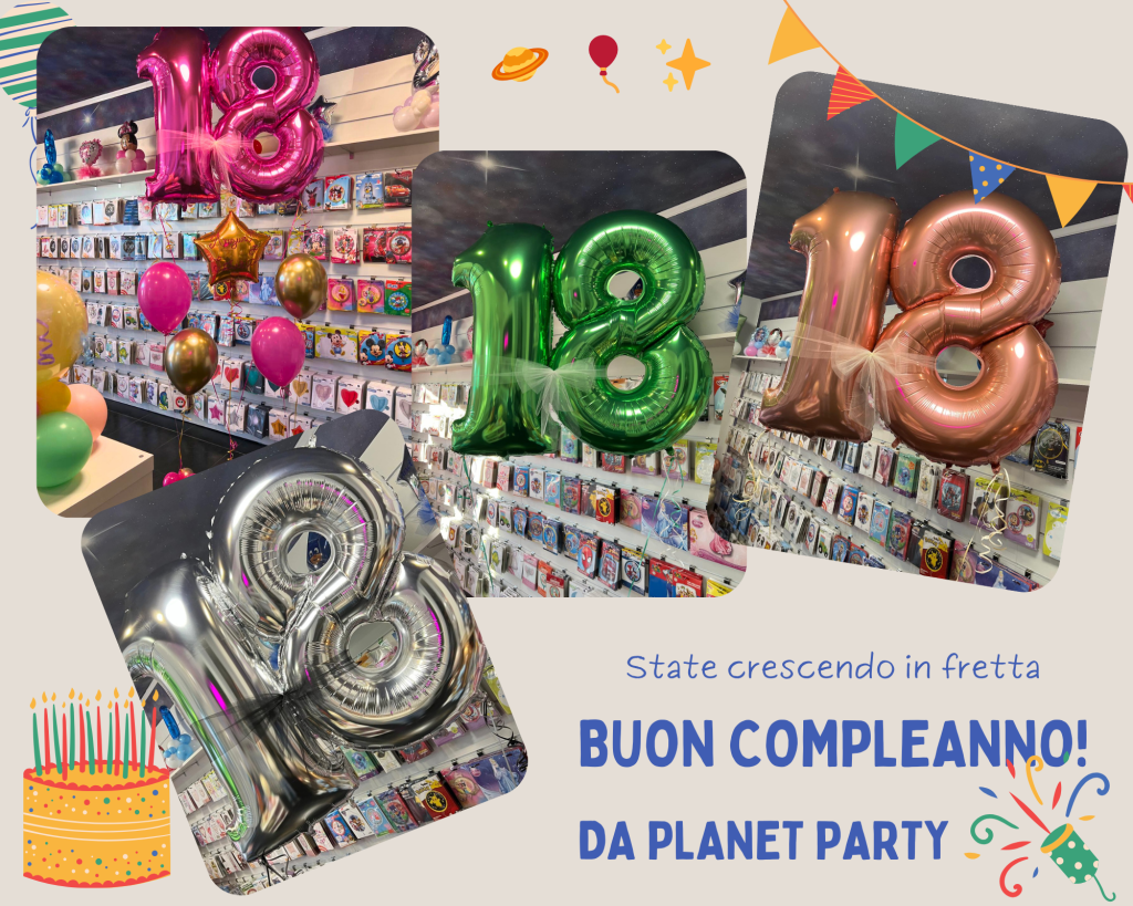 Planet Party-Collage Foto Buon Compleanno 18° compleanno