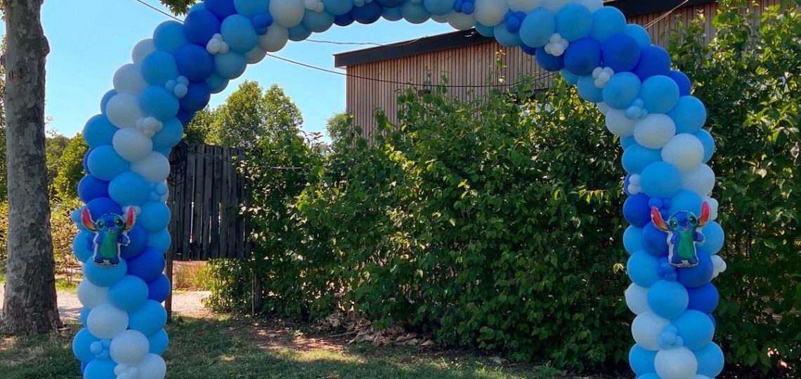 Planet Party-Arco di palloncini-bianchi-celesti e azzurri